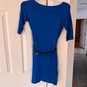 Bebe Blue Sweater Dress with Belt
